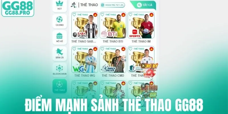 Điểm mạnh tại sảnh thể thao GG88